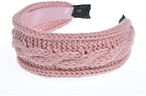 Alisa Anne Women Girls Fashion Wollen Headbands Wide-brimmed Hair Accessories (pink)