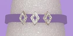 Bracelet - B301 - 3 Crystal Diamond Slide Charms on Jelly Style Bracelet ~ Purple
