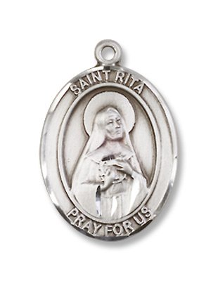 St. Rita Sports Baseball Sterling Silver Medal with 18″ Sterling Chain Patron Saint of Loss Causes