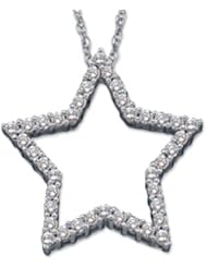 1 Carat Open Star Diamond Pendant Necklace in 14k white gold on 18" rope style chain