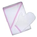 Tadpoles Organic Cotton Hooded Towel and Mitt - Pink Trim