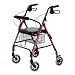 ^Rollator W/dual Brakes, Burgundy,very-lite W/four-wheels-aluminum with Basket and Padded Seat and Back
