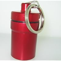 PILL CONTAINER - First Aid - Medical Alert - KEY CHAIN - Water Resistant - Large Size - Color RED