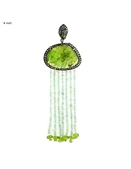 18kt Gold Party Genuine Gemstone Tassel Beaded Pendant Jewelry
