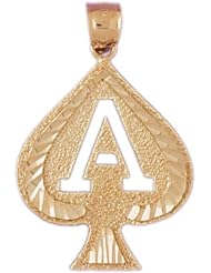 Dazzlers Solid 14k Gold Ace Spade Charm Pendant Available in three colors from jewelsberry (weights: 6.2 grams only)