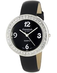 Essential by A.B.S Womens 40081 Austrian Crystals Leather Strap Watch