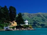 Lighthouse and Pier on Akaroa Harbour Akaroa, Canterbury, New Zealand Photographic Poster Print by Barnett Ross, 48x36