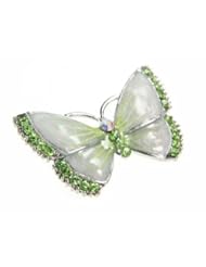 Apparel: Sparkling Acrylic Green Butterfly with Crystals Brooch / Pin - Willowbee