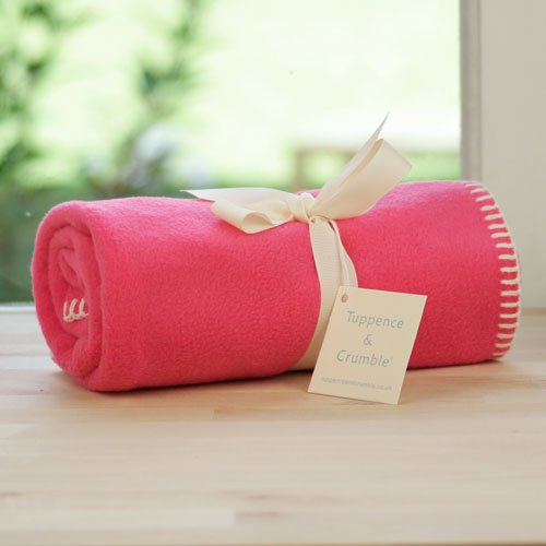 Tuppence And Crumble Soft Fleece Buggy Blanket Bright Pink Picture