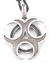 Biohazard Danger Silver Tone Pewter Pendant Necklace