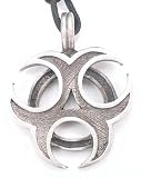 BIOHAZARD Danger Silver Tone PEWTER Pendant Necklace