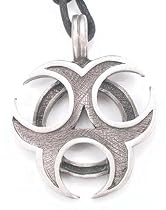 Biohazard Danger Silver Tone Pewter Pendant Necklace