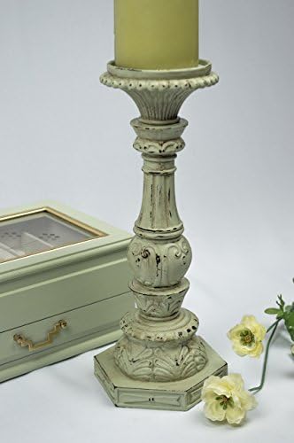 Pillar Holder In Distressed Mint Green