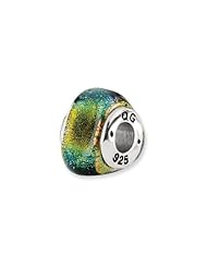 Yellow Dichroic Glass, Triangle Charm for 3mm Charm Bracelets