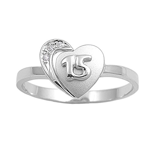 Sterling Silver Girl's Quinceañera 15th Birthday Ring Love Band 11mm Size 5 (RNG11271-5)