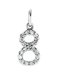 Number 8 Diamond Numeric Charm Pendant in 14k White Gold