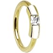 Solid 14K Yellow Gold Cubic Zirconia 14 Gauge Circular Barbell