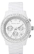 Michael Kors #MK5396 Women's Oversized White Silicone Band Baquette Crystal Chronograph Watch