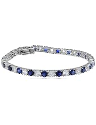 Sterling Silver and Created Sapphire Tennis Bracelet, 7.25"