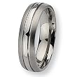 Brushed and Polished Grooved Titanium Ring (6.0 mm) - Sizes 6-13