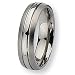 Brushed and Polished Grooved Titanium Ring (6.0 mm) - Sizes 6-13