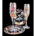 Beach Party Design - Hand Painted - Toasting Flutes - 6 oz. & 7 inch Cake Plates
