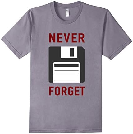 Men's Never Forget Floppy Disks T-Shirt Nerdy Funny Large Slate