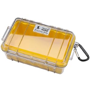 Pelican 1050 Yellow Clear Micro Case with Clear Lid and Carabiner