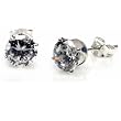 Stud Earrings with Clear CZ - Sterling Silver - Size: 5 mm
