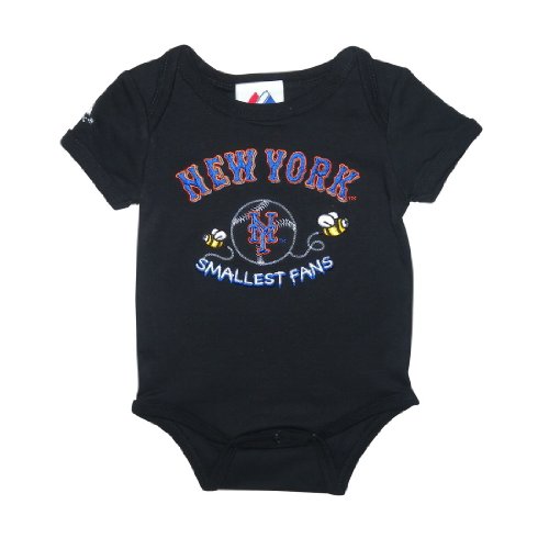 Majestic New York Mets MLB Baby / Infant One-Piece Bodysuit / Romper / Onesie - Black (Size: 3-6)