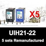10 5 Sets Remanufactured Ink Cartridge For Hp Officejet 5610 Printer Replacement For Black Hp21 Hp 21 Colour Hp22 Hp 22 Multipack By Unielectronics