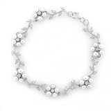 Bling Jewelry Designer Inspired Sterling Silver CZ Pearl Flower Bracelet