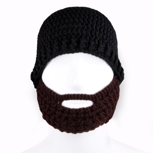 Free Fisher Unisex Knit Beanie Stubble Beard Style2 Black+Coffee