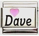 Dave Pink Heart Laser Name Italian Charm Link