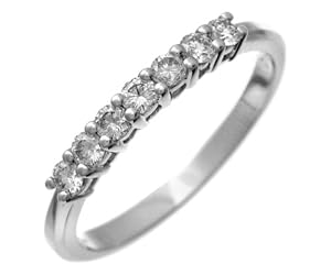 Platinum 0.33ct Certified IJ/I Diamond Claw Set Half Eternity Ring - Size K
