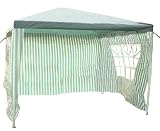Garden Gazebo 3 x 3m With FOUR Sides - 2 Sides with Windows - STEEL Poles - Green/White - Free Carry Bag