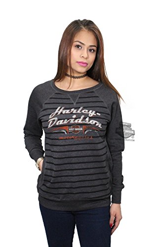 Harley-Davidson Womens Getting Some Air Trademark B&S Pullover Charcoal Long Sleeve Sweatshirt - XL