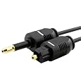 Digital Optical Audio TosLink to Mini TosLink Cable M/M, 12 FT / 3.7 M, Black