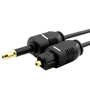 Digital Optical Audio TosLink to Mini TosLink Cable M/M, 12 FT / 3.7 M, Black 