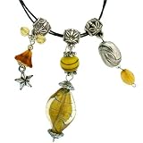 Murano Glass Necklace Stylish Amber Color Twist Charm Beads Pendant By Bucasi