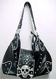 Black Western Rhinestone Skull Buckle Handbag Purse