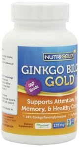 Ginkgo Biloba Extract - Double Strength Ginkgo Biloba Gold, 120mg, 180 Vegetarian Capsules - The GOLD Standard, USP Grade, GMO-free, Ginkgo Biloba Supplement