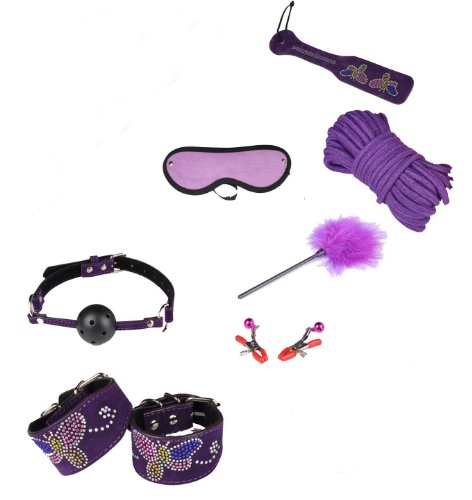 Brightdeal 7pcs Luxy Diamond Rhinestone Butterfly Bondage Kit Under the Bed Bdsm S&m Restraints System + Brightdeal Never Give up Bracelet