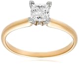  : 10k Yellow Gold Princess Cut Solitaire Diamond Engagement Ring (3/4 ct, J-K Color, I2-I3 Clarity), Size 7