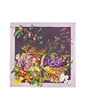 Valentino Flower Basket Printed Silk Square Scarf Brown