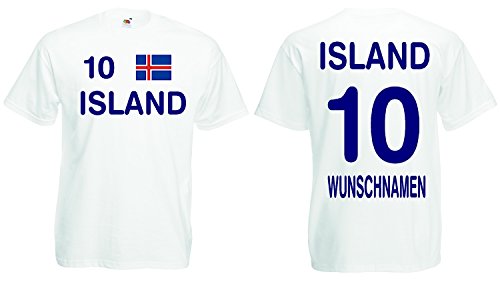Island Trikot mit Wunschname und Wunschnummer EM 2016|weiss-M