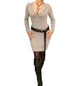 Blue Banana Grey Deep V Neck Long Jumper