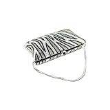 Zebra Striping Large Pillow Shape Purse with Jet and Clear Swarovski Crystals