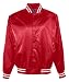 Satin Baseball Jacket with Striped Trim