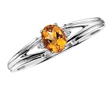 41HagX37NtL. SL160  Citrine Ring with Diamonds in 10K White Gold, Size 6